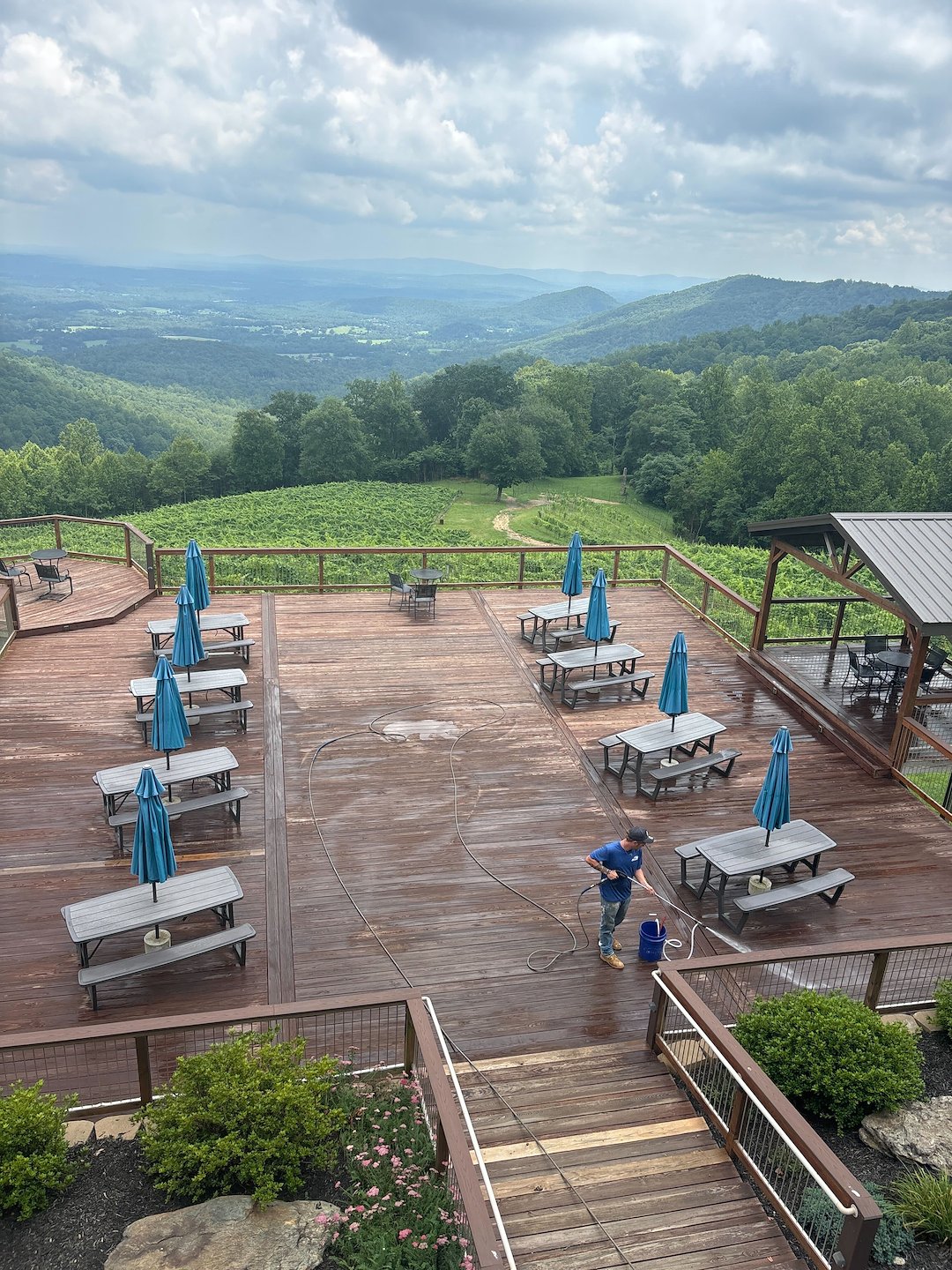 Deck Cleaning and Building Washing for a Vineyard in Free Union, VA